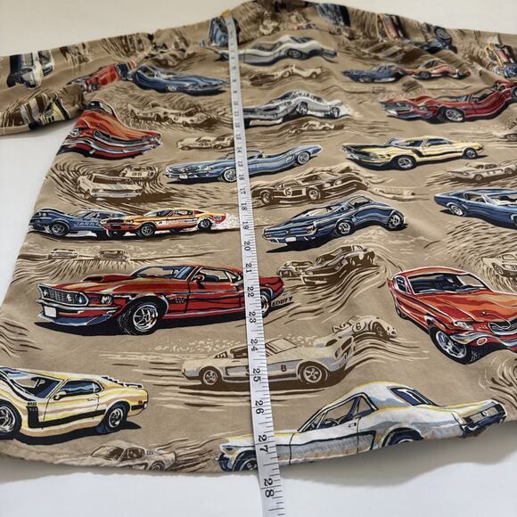 Vintage Reyn Spooner Hawaiian Shirt Retro Race Cars 100% Spun Rayon Aloha Medium - Picture 7 of 9